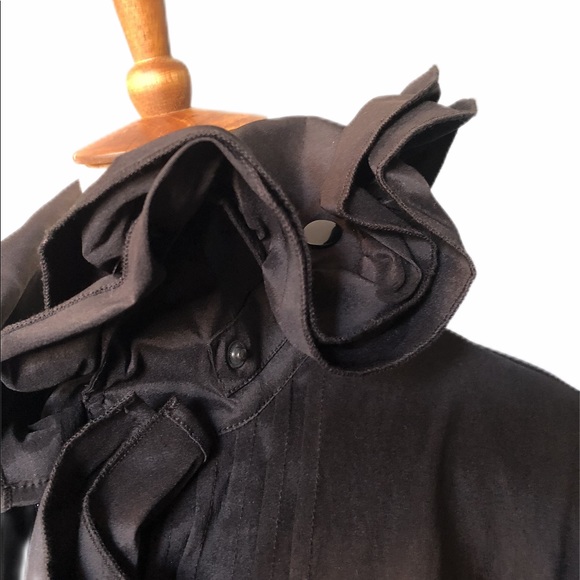 Dons Collection Ruffled Black Taffeta Coat - M - Picture 4 of 8
